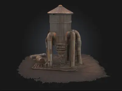 Industrial Water Tower  Pillar of Urban Infrastructure 3D model