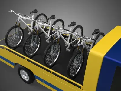 BICYCLE MOUNTAIN BIKE MTB TRAIL TOW TRUCK FLATBED TOWING PICK UP 3D model