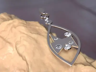 Crystal ring earring  3D print model