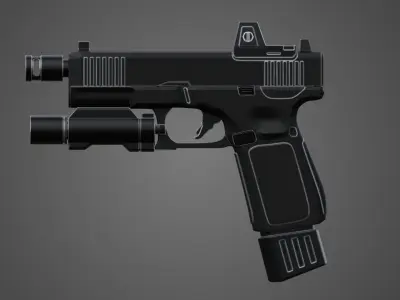 Glock gun Low-poly 3D model order