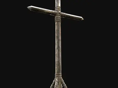 CHRIST CROSS BIBLICAL JESUS GOD SYMBOL WOODEN TORMENT DEVICE Low-poly 3D model