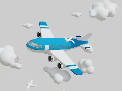 Cartoon jet Low-poly 3D model