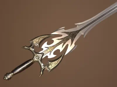  Antique Fantasy Sword - PBR low-poly Model Low-poly 3D model
