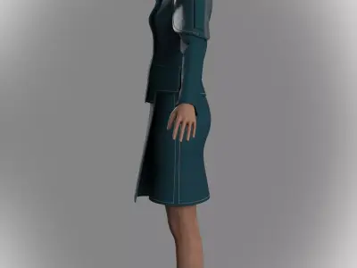 Teal Avant-Garde Military-Inspired Coat Free 3D model