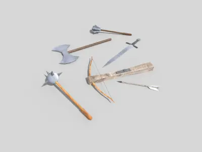 low poly medieval weapons pack 1 Low-poly 3D model