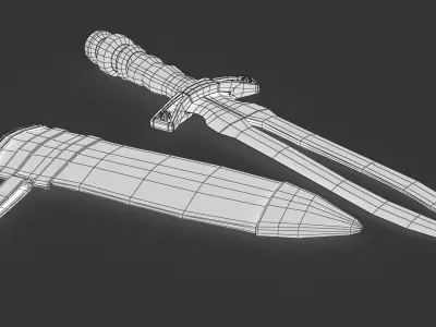 Dagger sword Low-poly 3D model 9