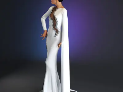 Evening Dress in 3DS Max - Marvelous Designer and clo3d No - 19  3D model