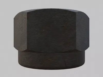 M12 Nut Coarse Threads Lock Type with Rusty Iron Texture 3D model
