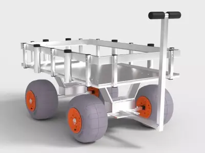 BEACH AND PIER CART Low-poly 3D model