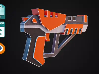 Sci fi pistol G3 Low-poly 3D model