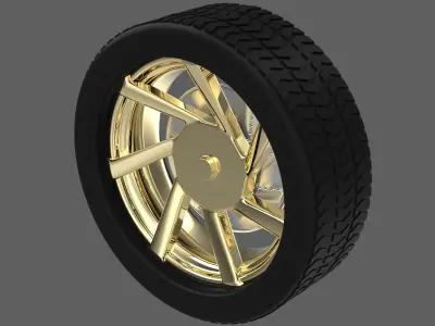 Simple Gold Wheel 3 3D model