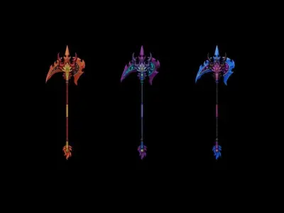 Flame Axe Low-poly 3D model