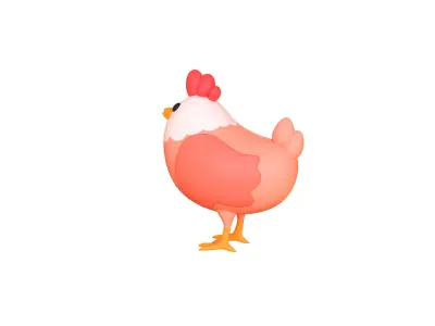 Low-Poly Easter Chicken 01 Low-poly 3D model