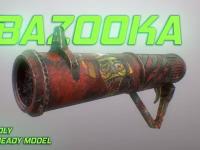 Bazooka two rusty cannons Low-poly 3D model