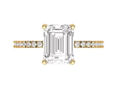 Emerald Solitaire Ring With Hidden Halo 3D print model purchase