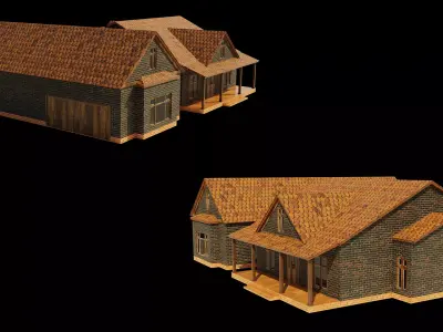 American house Low-poly 3D model