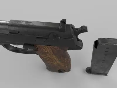 revolver p38 Low-poly 3D model