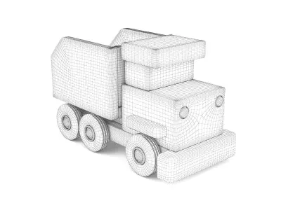 Wooden toy truck 36 3D model