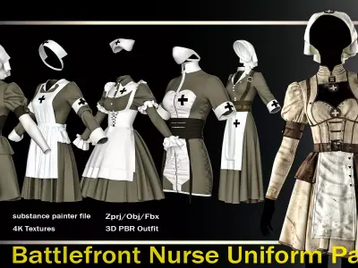 5 Battlefront Nurse Uniform Pack 3D model