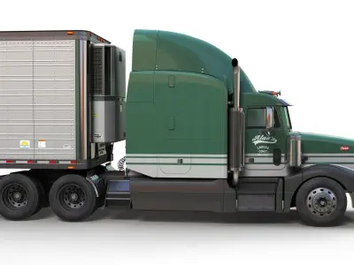 Peterbilt 377 refrigerated trailer Low-poly 3D model