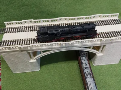 Concrete Double Track Railway Viaduct High 1-87 FDM 3D print model