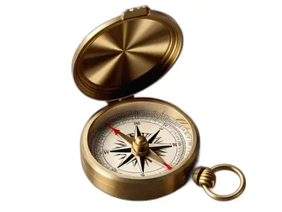 Detailed Vintage Brass Pocket Compass Low-poly 3D model