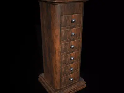 old wooden almira lowpoly game asset Low-poly 3D model