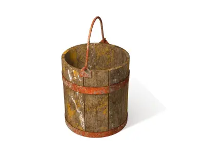 Dirt Wooden Bucket 02 Low-poly 3D model