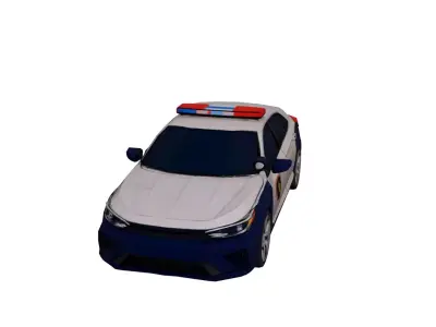 Low Poly Generic Sedan Police Car Vehicle Model PBR Texture Low-poly 3D model