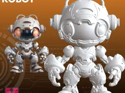 Helper Bot STL Friendly Retro Robot 3D Model 3D print model