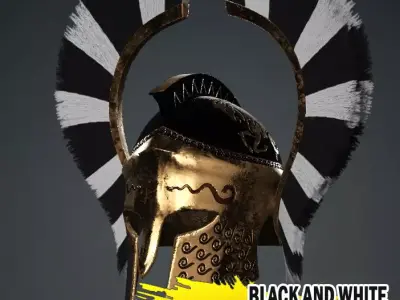 Spartan Royal Helmet v Black and White Low-poly 3D model