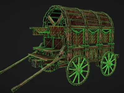 Medieval wagon Low-poly 3D model from CGTrader