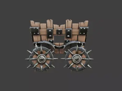 Spiked Wooden War Cart Low-poly 3D model