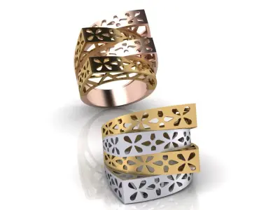 3 part bypass gold ring 3D print model