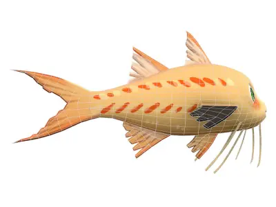  Threadfin Fish Cartoon Animated Low-poly 3D model