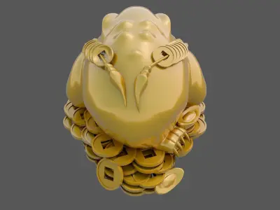 Sculpture-003 gold frog 3D model