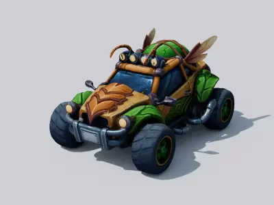 Fantasy Cartoon Insect Car 3D Model  Hand-Painted  Game Ready 3D model