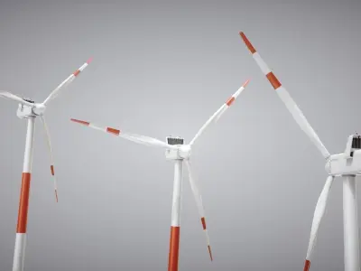 Windmills on the water Low-poly 3D model