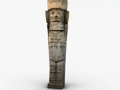 Low poly ancient stone statue Low-poly 3D model