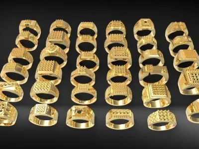 Lot of Various 35 Mens Rings Collection Bulk  3D print model