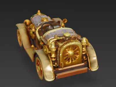The Brass Baron Imperial Steampunk Roadster 3D Model Low-poly 3D model