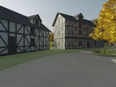 Autumn Village Aerial View 3D model