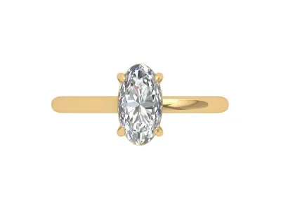 Oval Solitaire Ring 3D print model 9