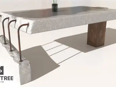 Concrete Table  Low-poly 3D model