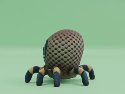Plush Spider Toy Baby Cute Big Head Low-poly 3D model