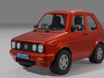 Low Poly Stylized VW Golf 1 Low-poly 3D model