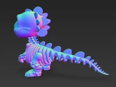 Mechanical Articulated Cute Baby Dinosaur Skeleton 3D model