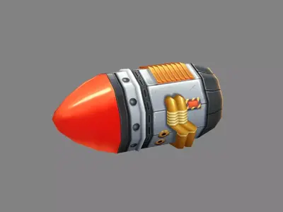 Cartoon missile rocket launcher  Low-poly 3D model