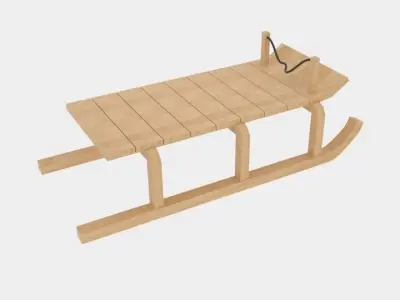  Wood Sledge  Low-poly 3D model
