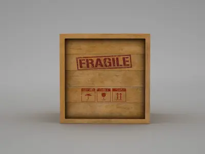 Wooden Crate Low-poly 3D model 7